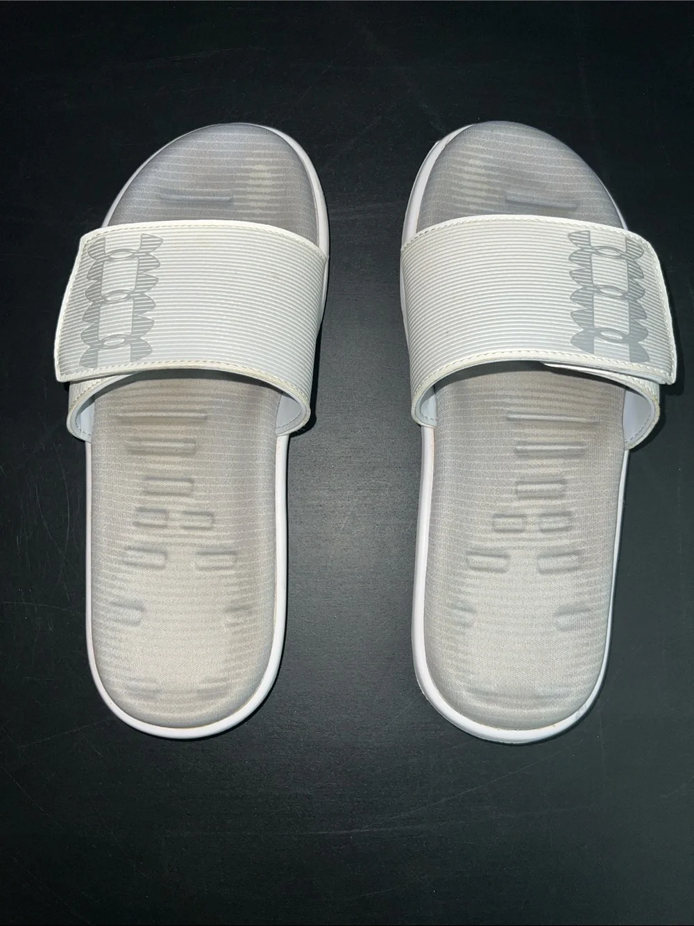 Under Armour White and Gray Slide Sandals M8/W9.5